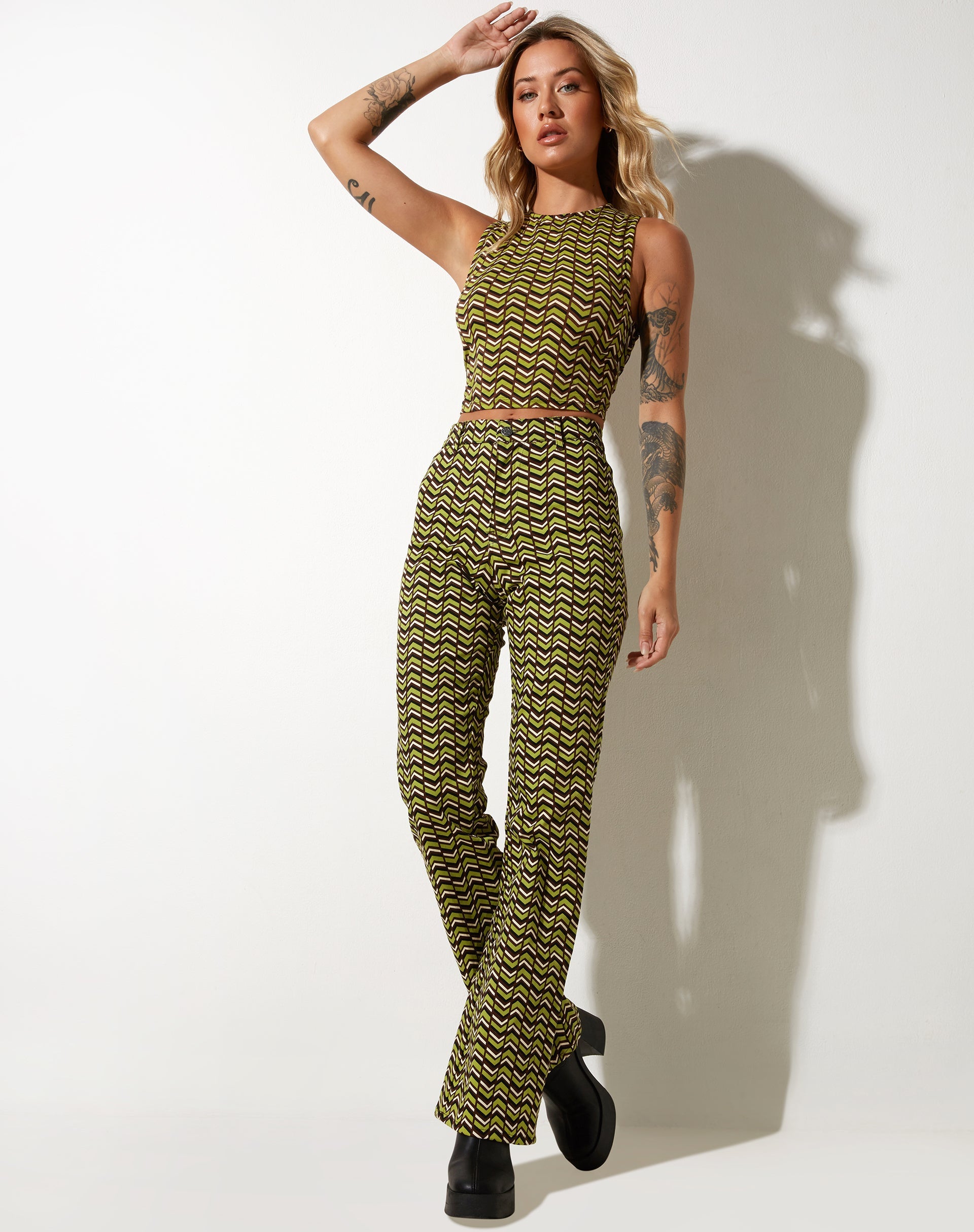 Maci Top in Chevron Groen