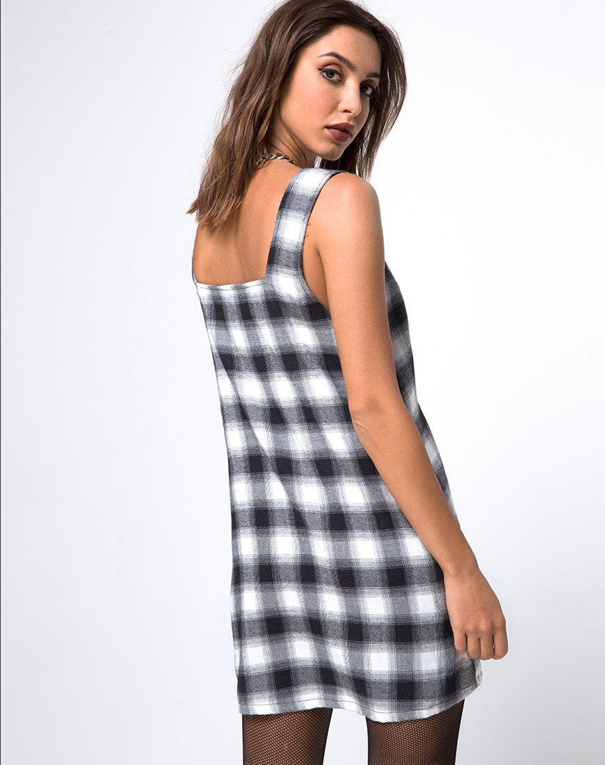 Afbeelding van Madison Pinafore-jurk in geruit zwart-wit