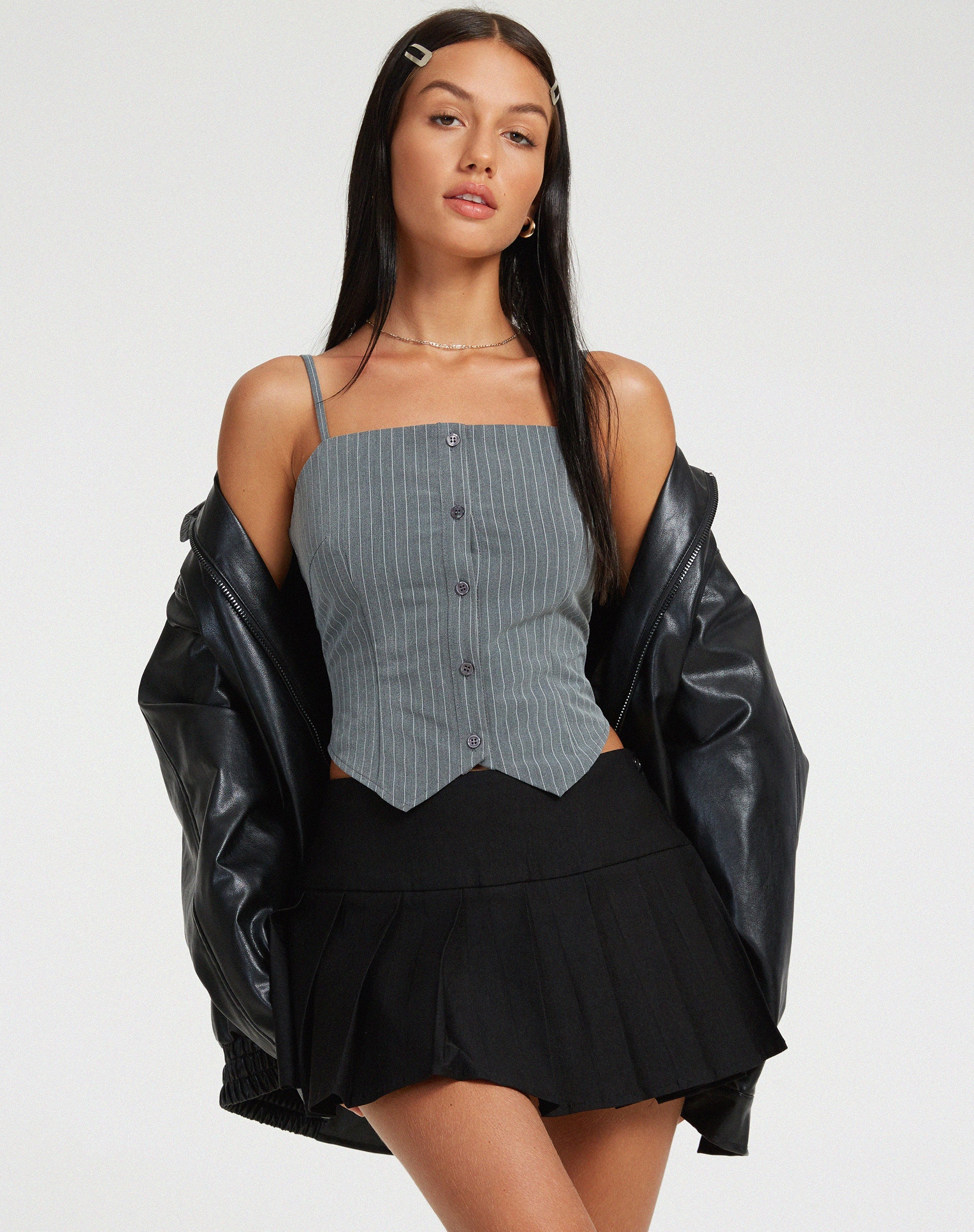 Afbeelding van Madian Top in Pinstripe Grey