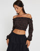 Afbeelding van Madley Bardot Top met lange mouwen in Donkerroze Roos Zwart