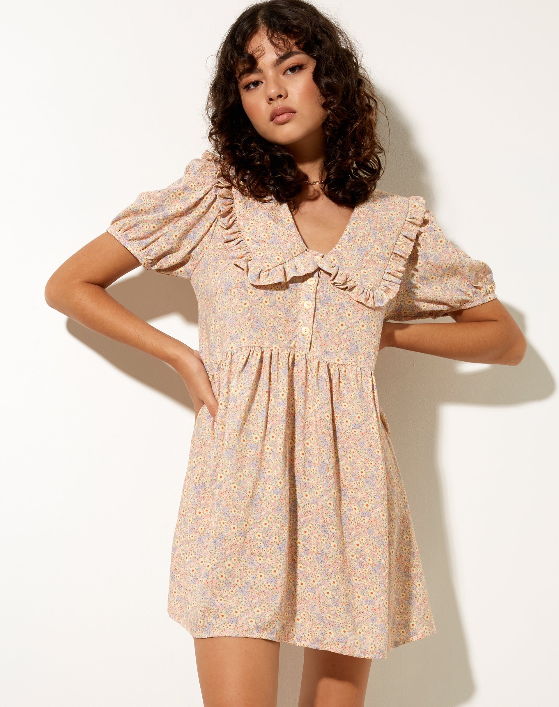 Afbeelding van Madsen Skater Dress in 70s Prairie Girl Floral