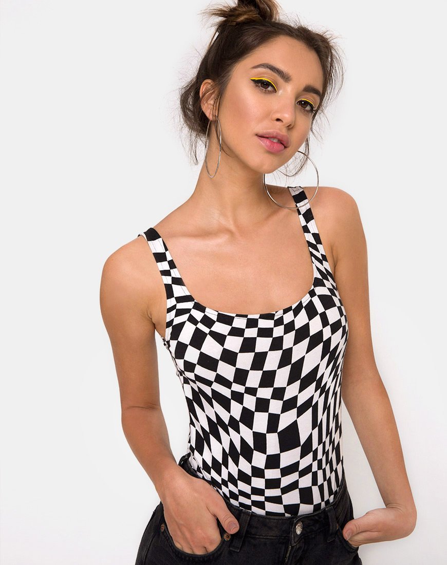 Maes Bodice in Vierkante Vlag Zwart-Wit