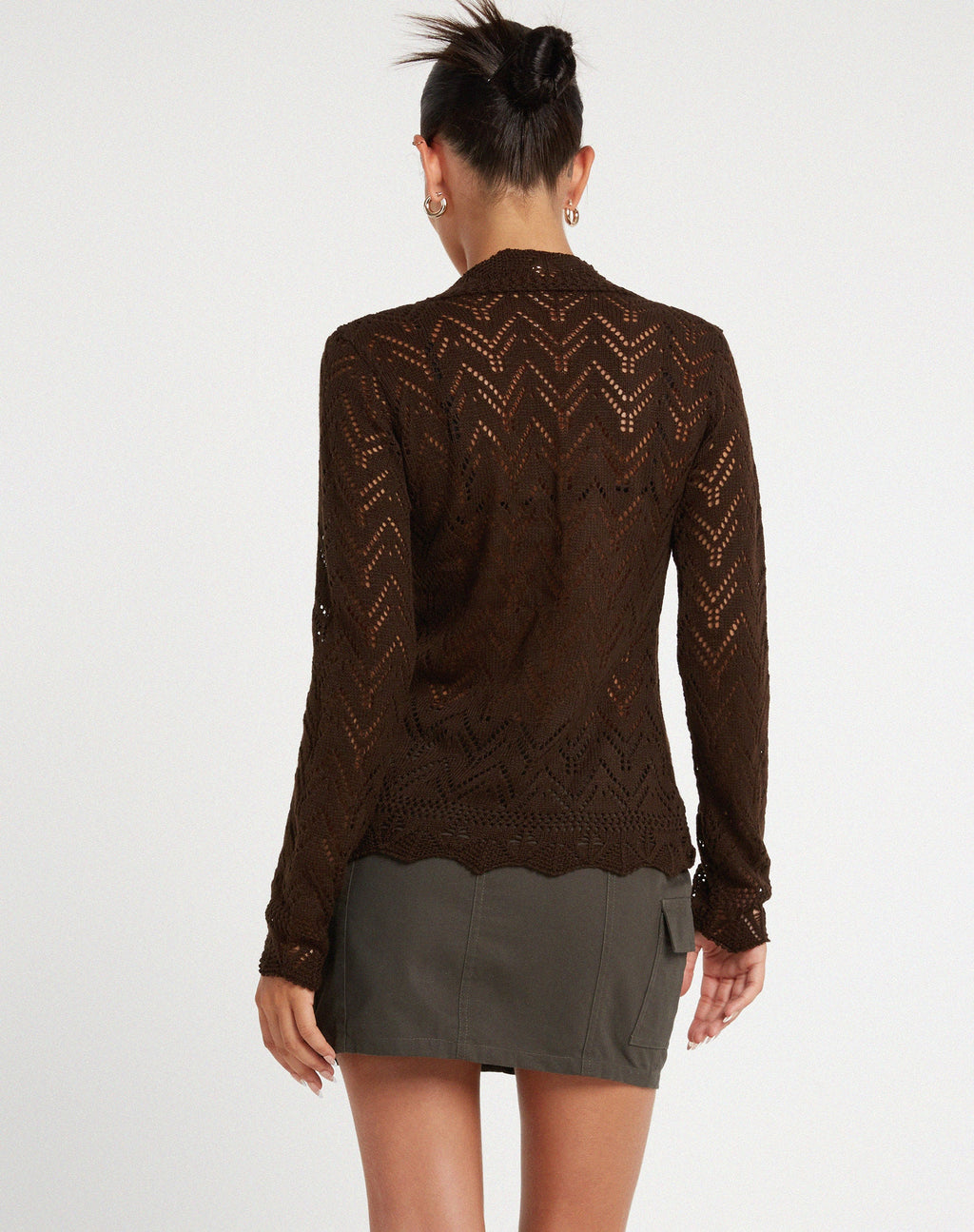 Mahina Cardi in gebreid chocoladebruin