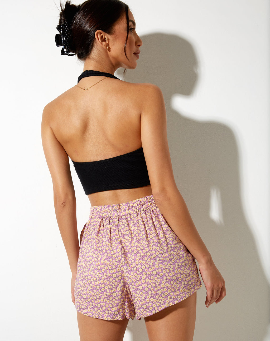 Maisy Korte Broek in Flower Fun Lila Citroen