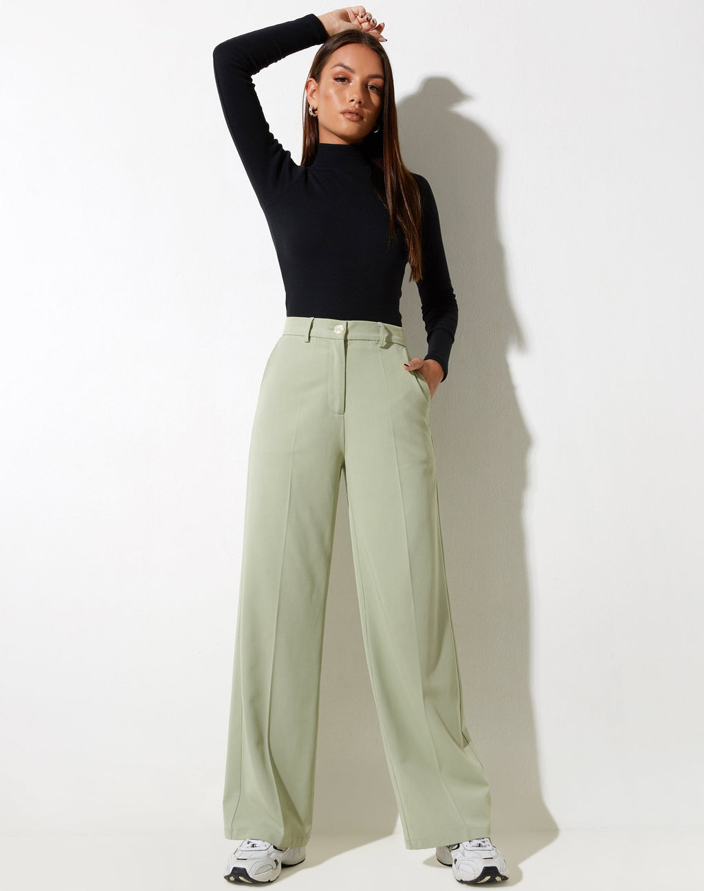 Abba broek in Sage
