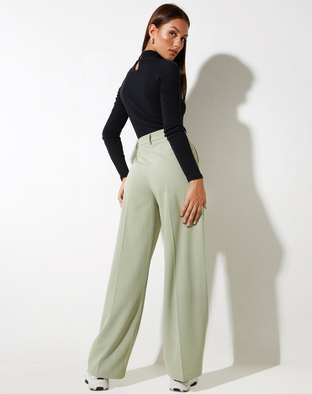 Abba broek in Sage