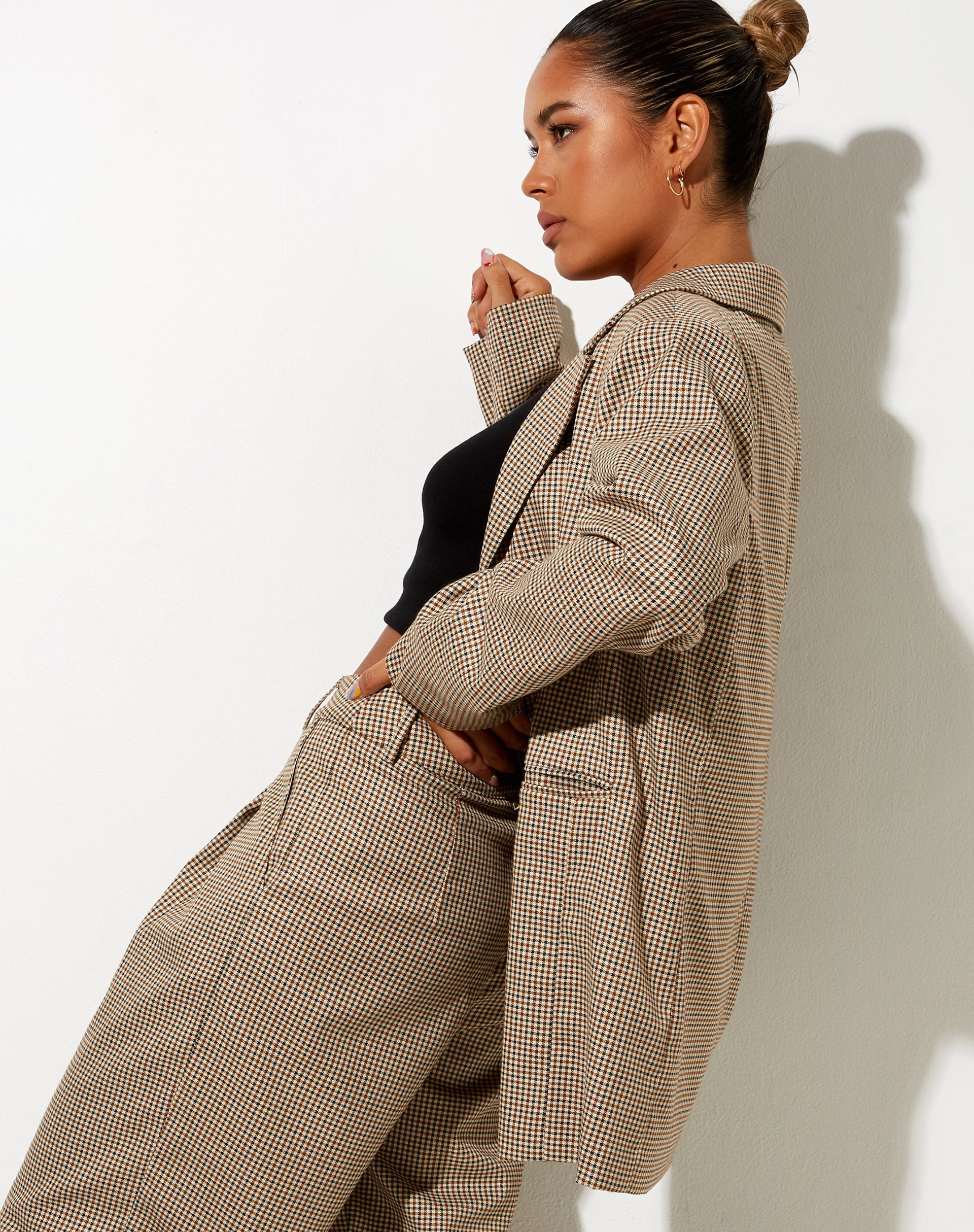 Afbeelding van Maiwa Blazer in Klein geruit Bruin