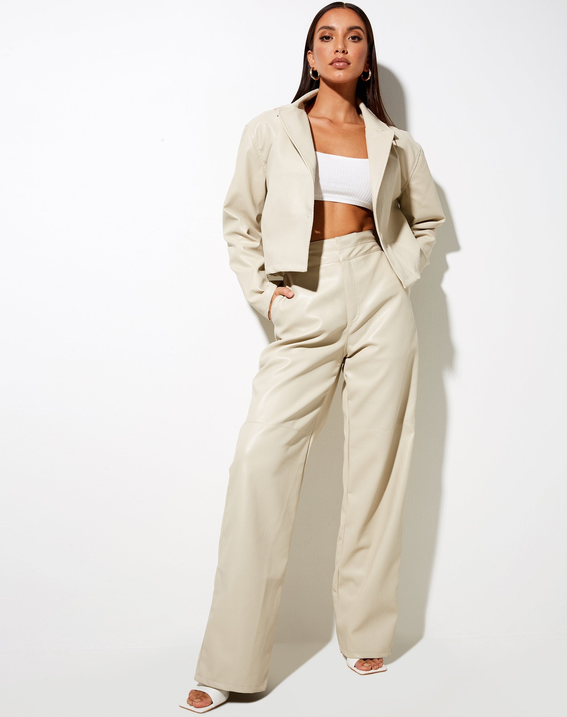 Afbeelding van Maja Cropped Blazer in Pu Ecru