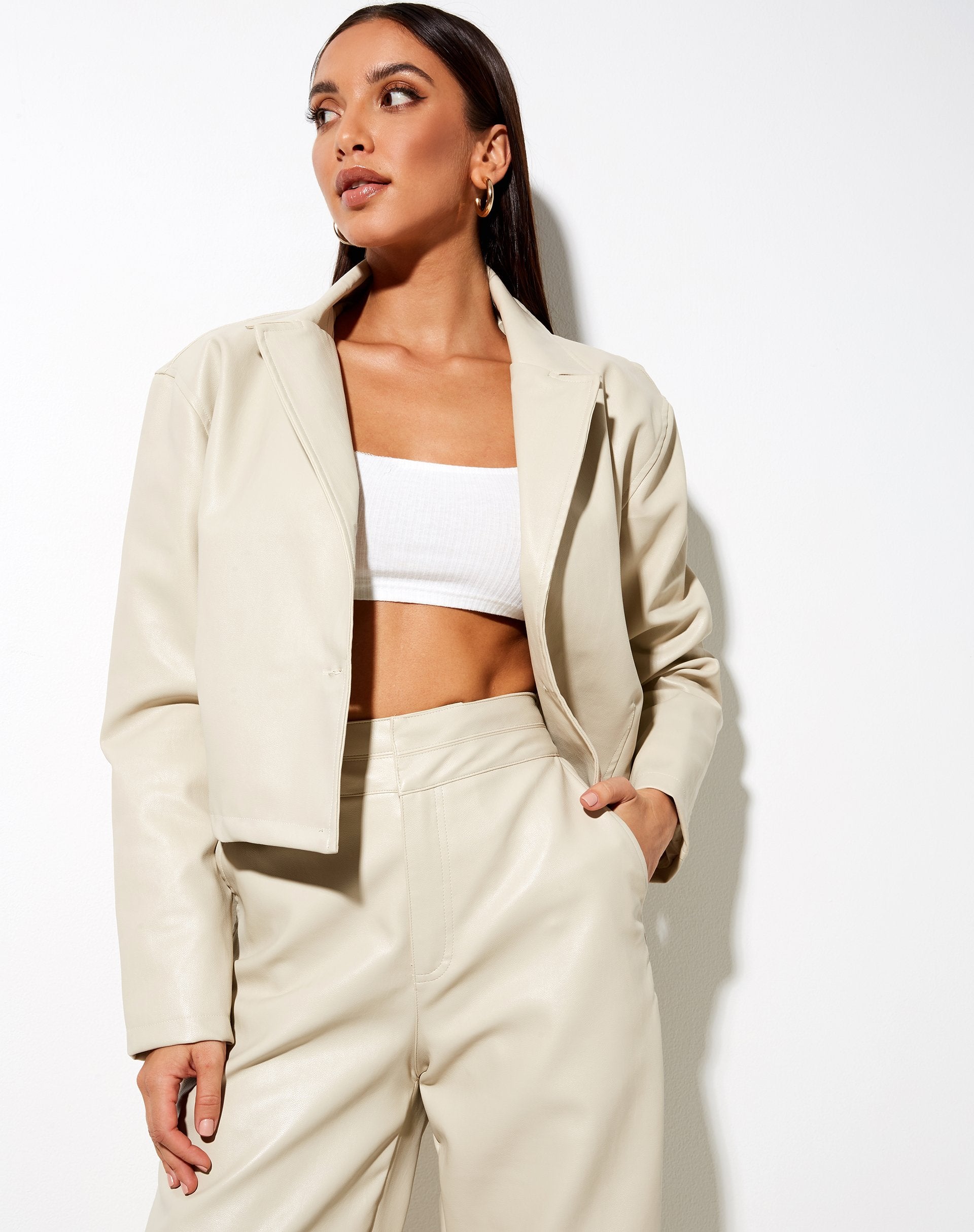 Afbeelding van Maja Cropped Blazer in Pu Ecru