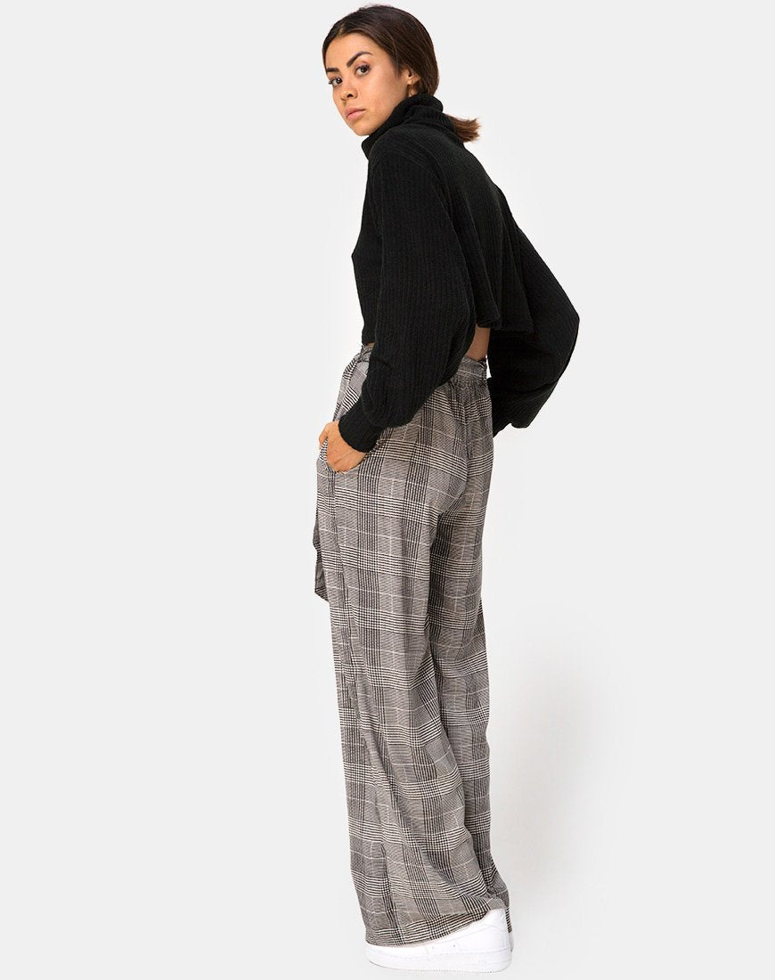 Afbeelding van Majustie broek met hoge taille in geruit grijs