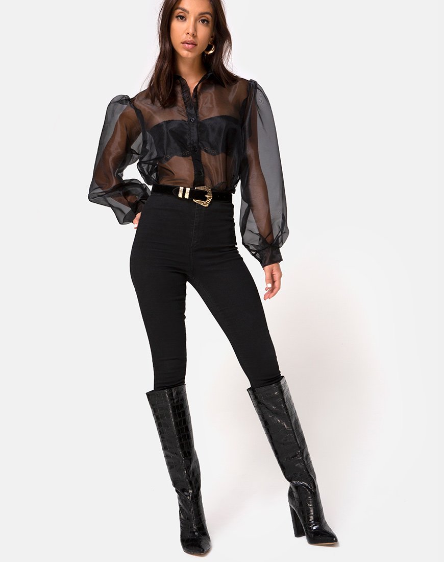 Afbeelding van Makiza top in zwart organza