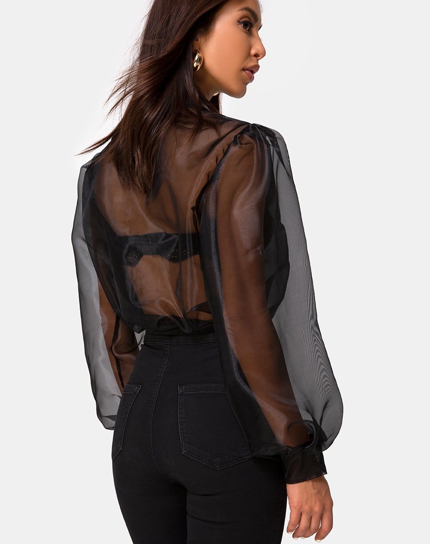 Makiza top in zwart organza