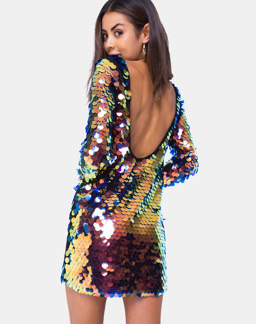 Malia Mini Jurk in Drakenfruit Pailletten