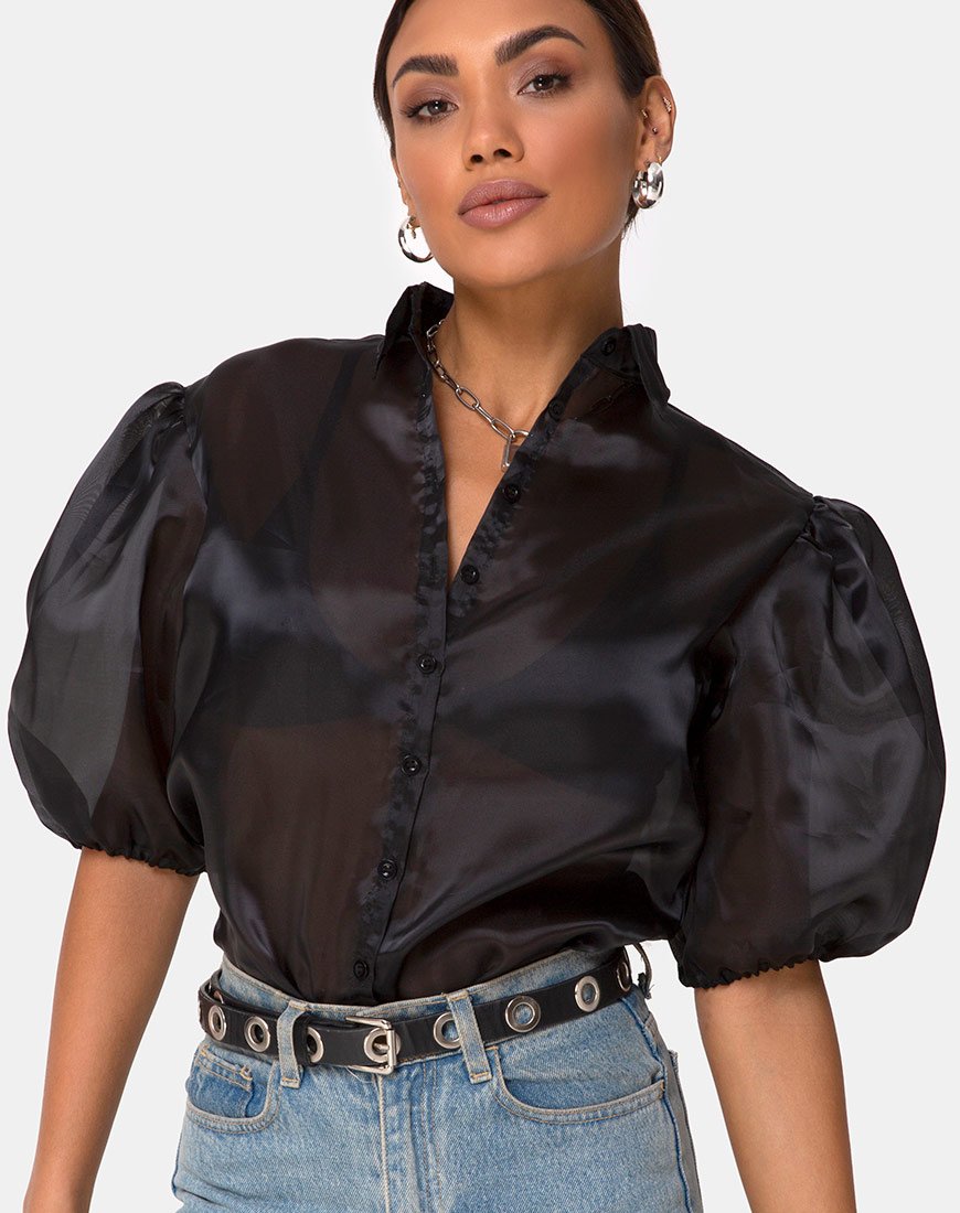 Maloney Blouse in Organza Zwart