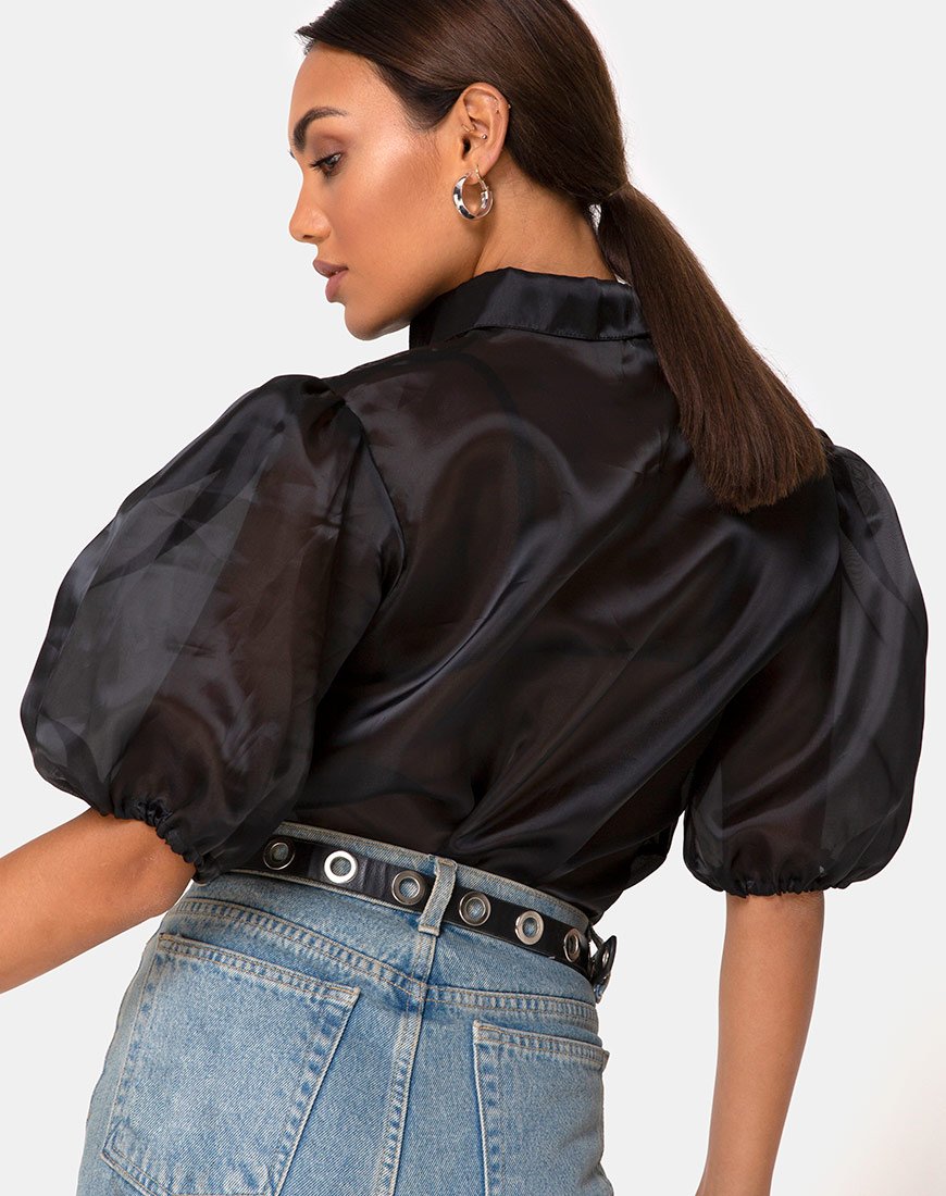 Maloney Blouse in Organza Zwart