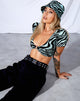 Afbeelding van Malz Crop Top in Wavey Zebra Mint