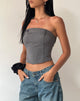 Afbeelding van Manaf Korset Top met Riemdetail in Getailleerd Charcoal