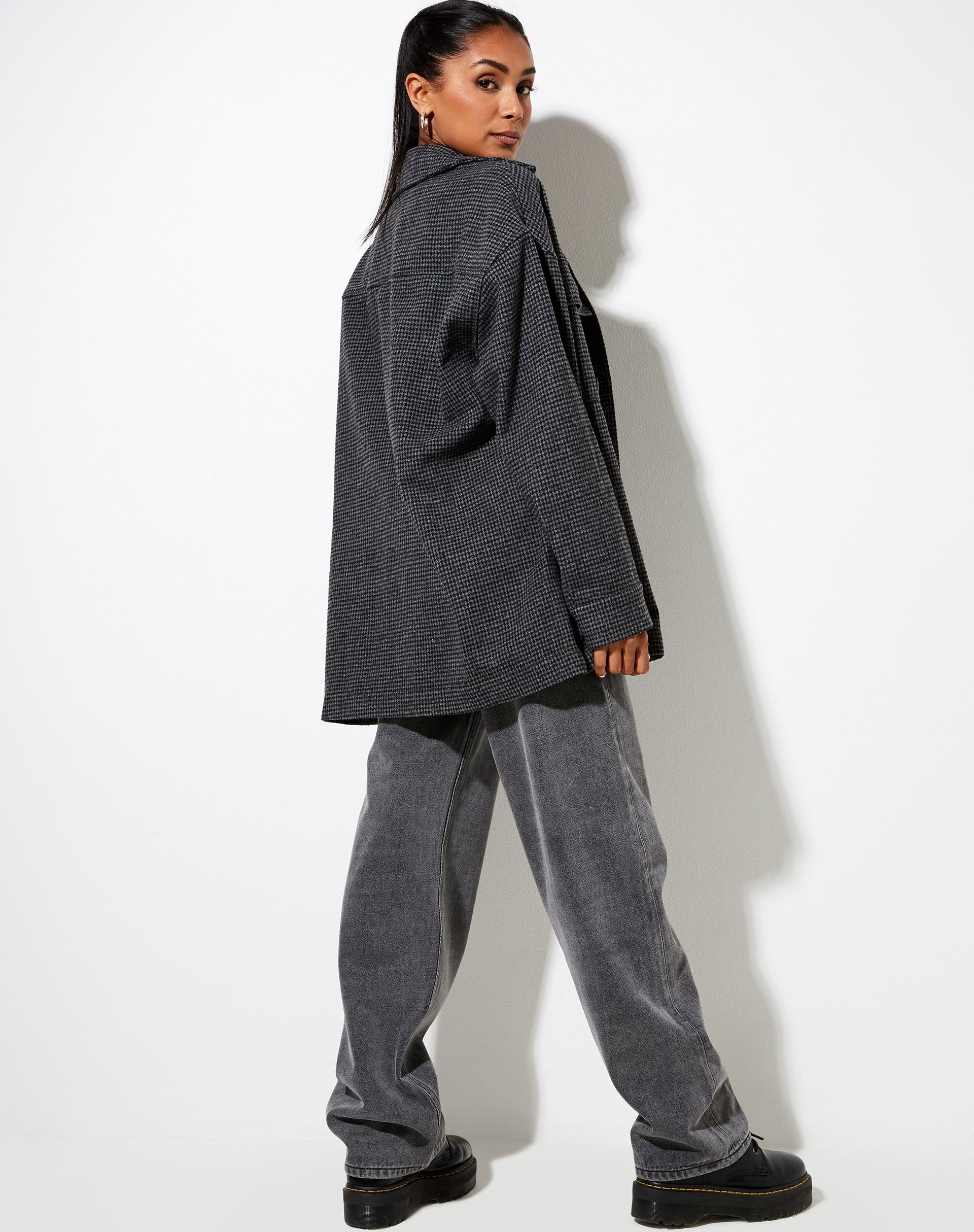 Afbeelding van Marcel Overhemd in Houndstooth Zwart