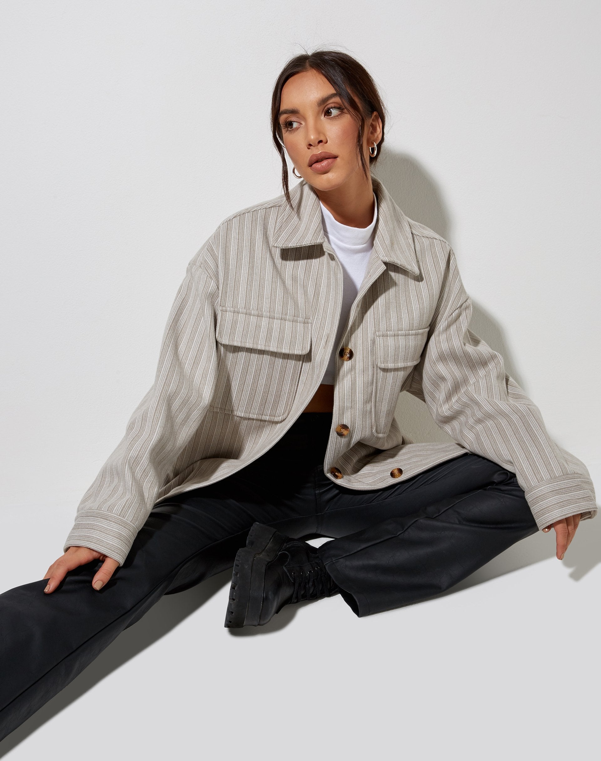 Afbeelding van Marcella Shirt in Stripe Tonal Grey