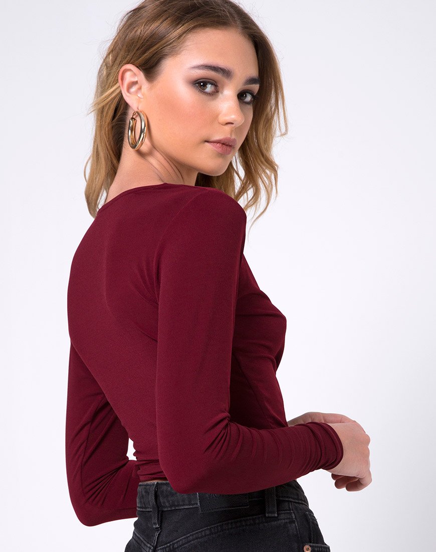 Marche Wrap Top in Bourgondië