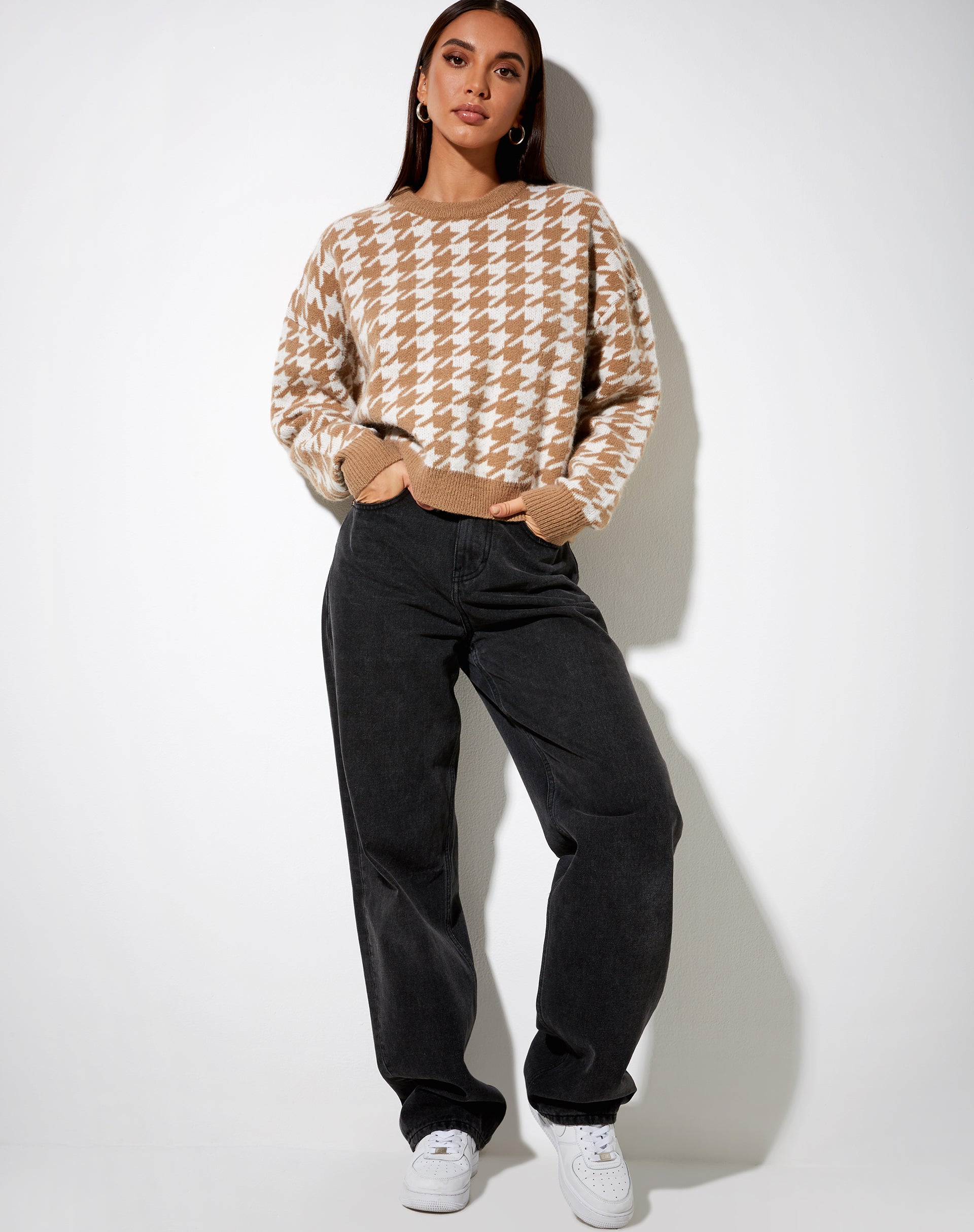 Afbeelding van Margo Trui in Gebreide Houndstooth Bruin