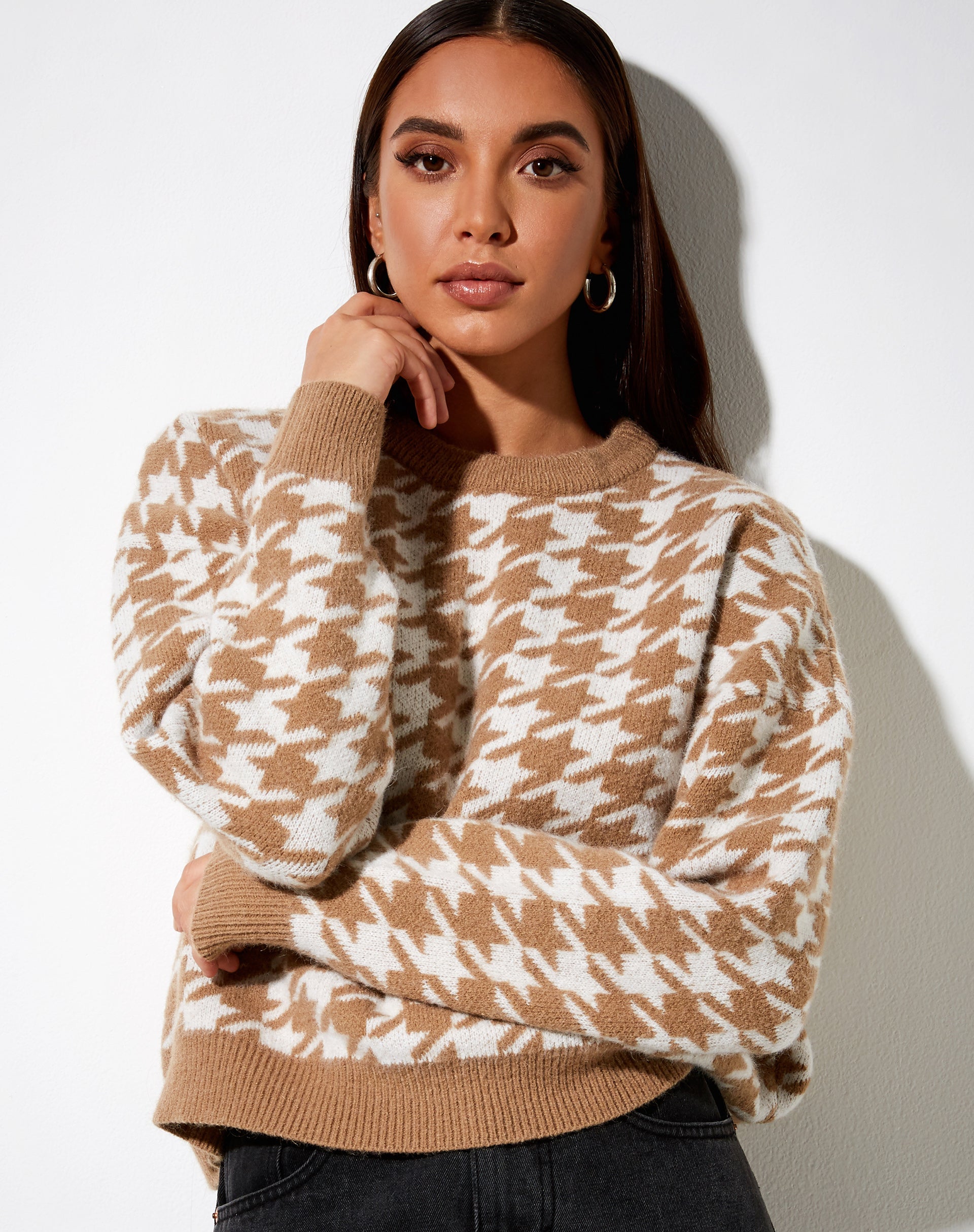 Afbeelding van Margo Trui in Gebreide Houndstooth Bruin