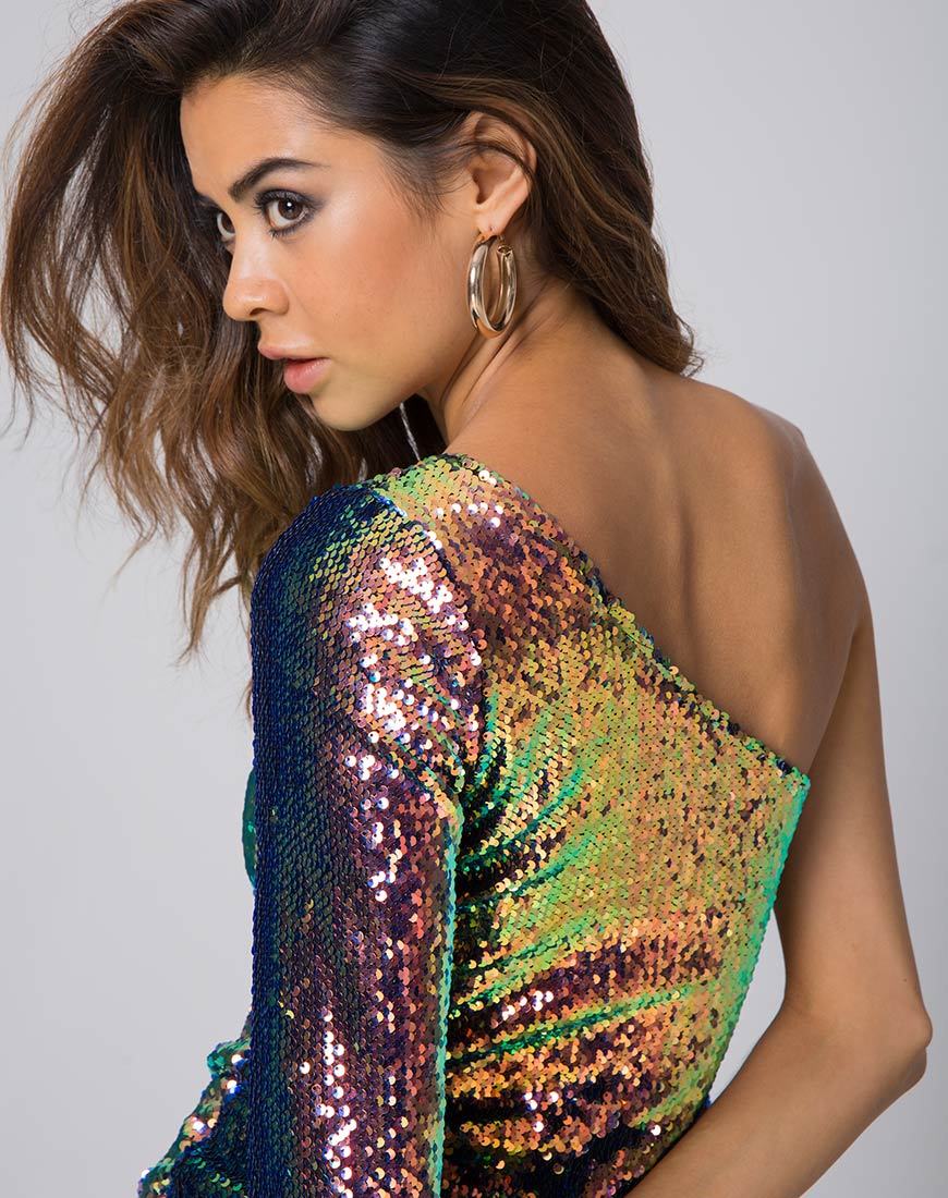 Afbeelding van Maria Bodycon Dress in Fishcale Sequin Pink Oil