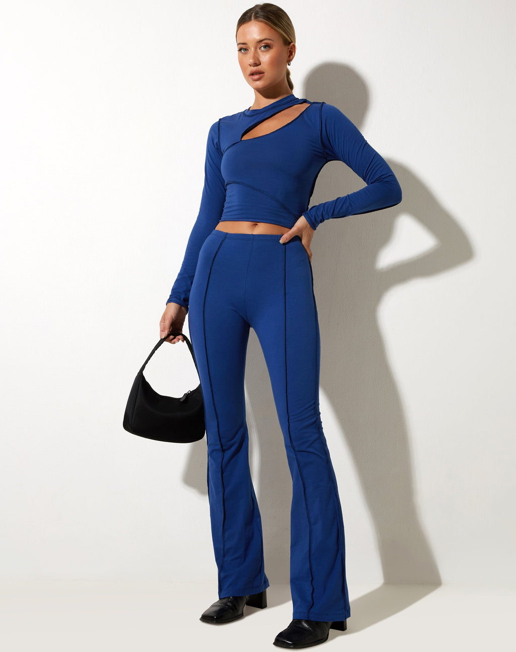 Tais Uitlopende Broek in Lycra Oogverblindend Blauw