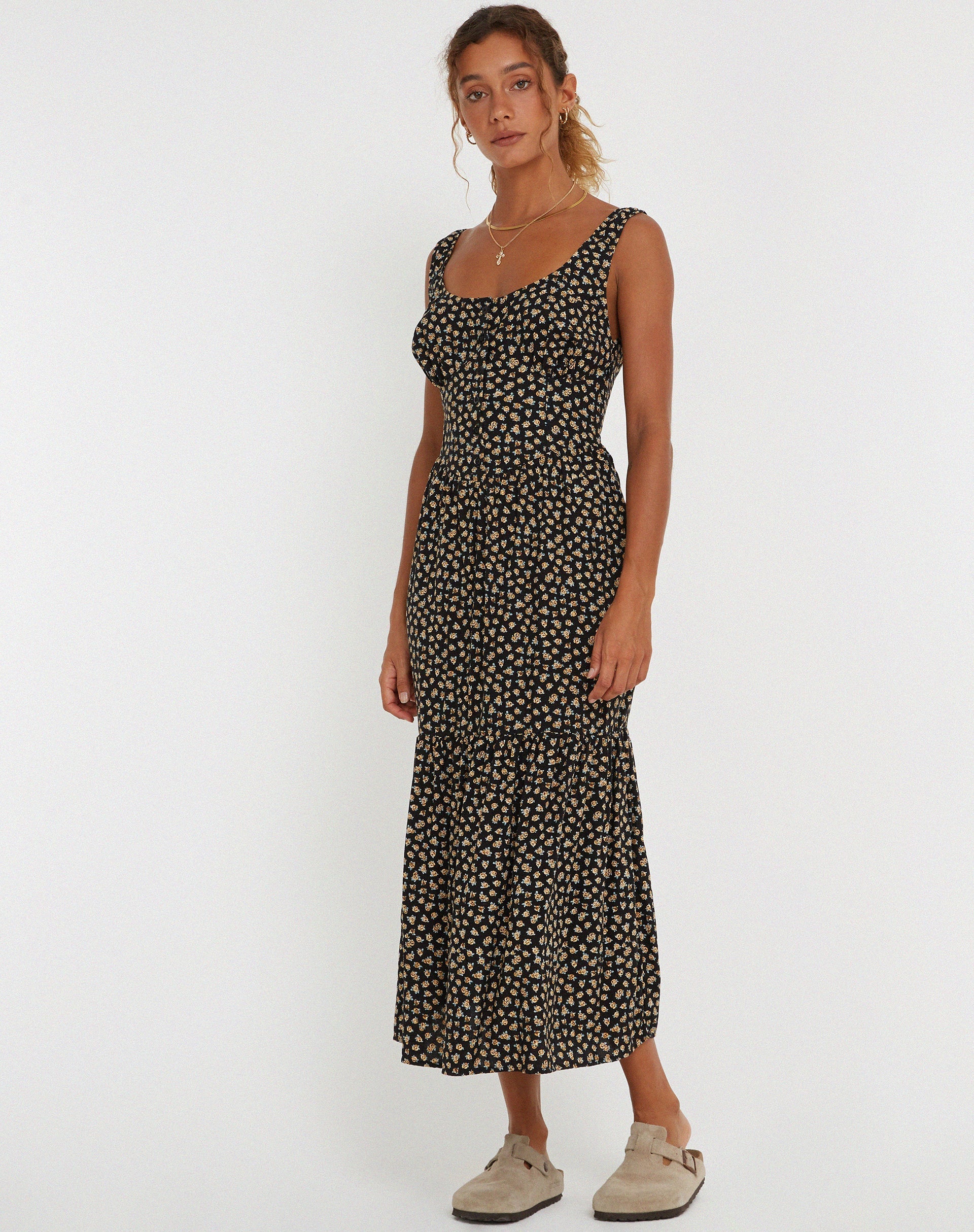 Afbeelding van Marisol Maxi Dress in Ditsy Floral Bronze