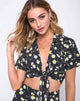 Afbeelding van Marleigh Crop Top in Polka Daisy Zwart