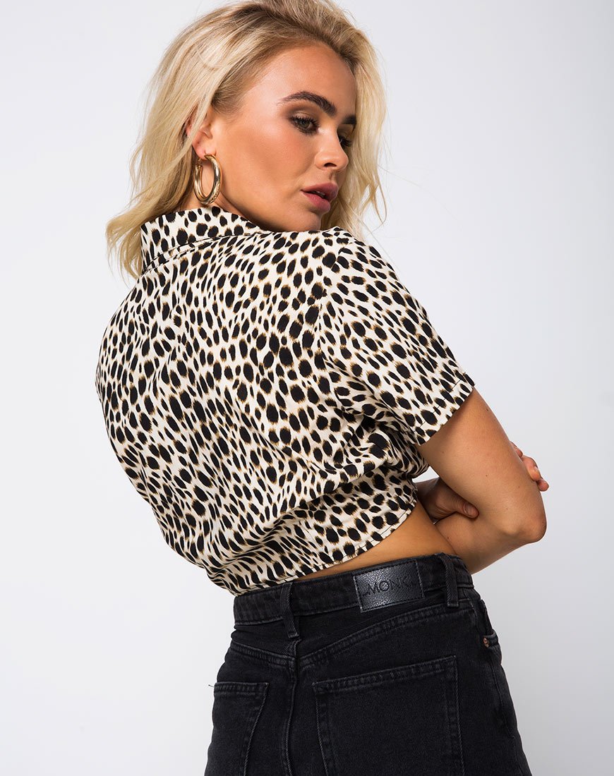 Marleigh Gewatteerde Top in Cheetah