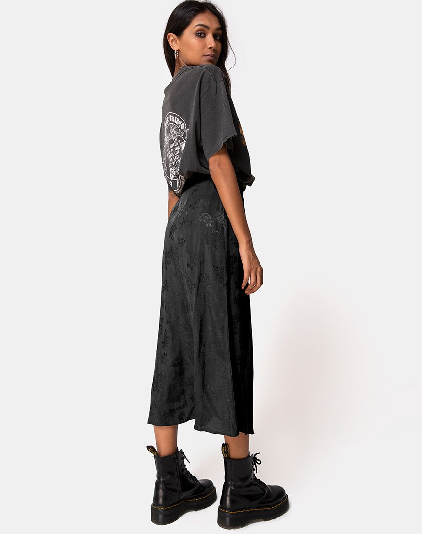 Marni Midi rok in satijnroos zwart