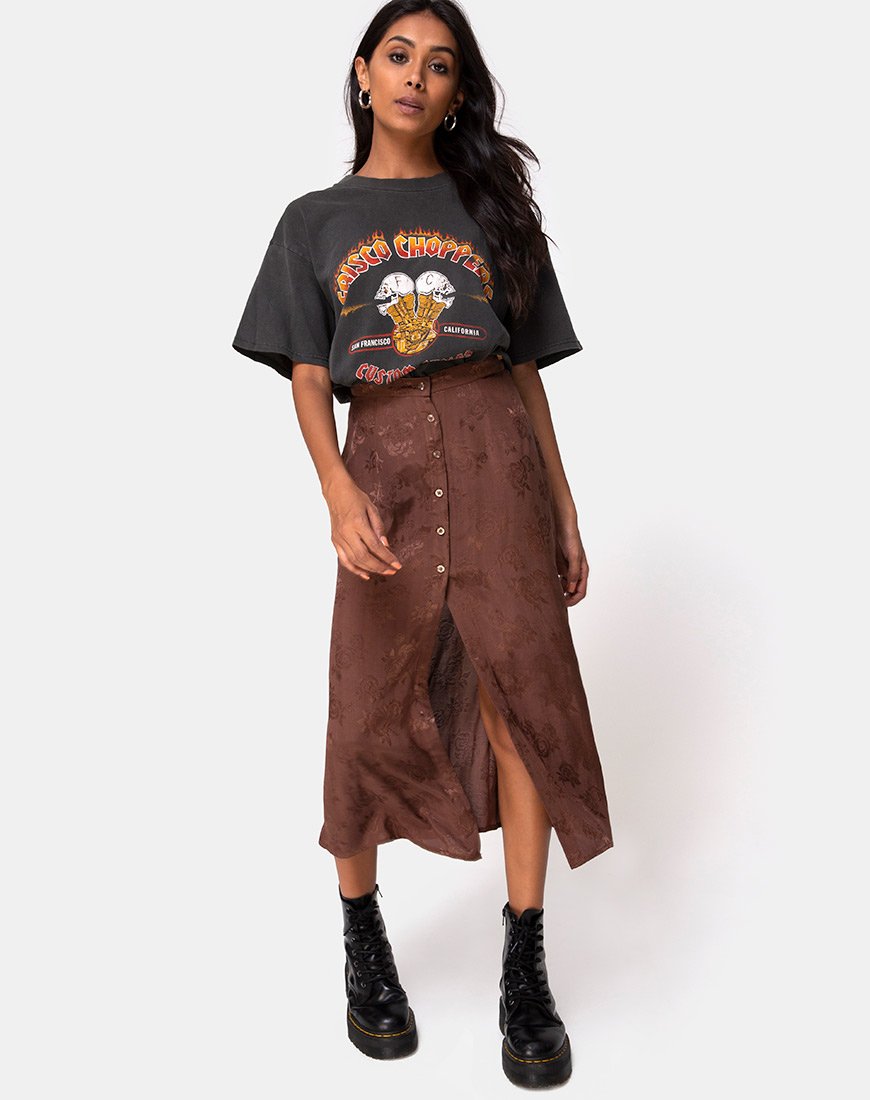Afbeelding van Marni Midi rok in satijn roze chocolade