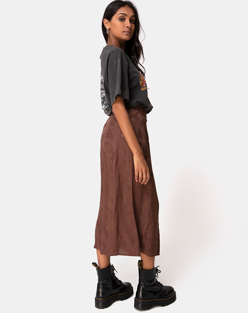 Afbeelding van Marni Midi rok in satijn roze chocolade