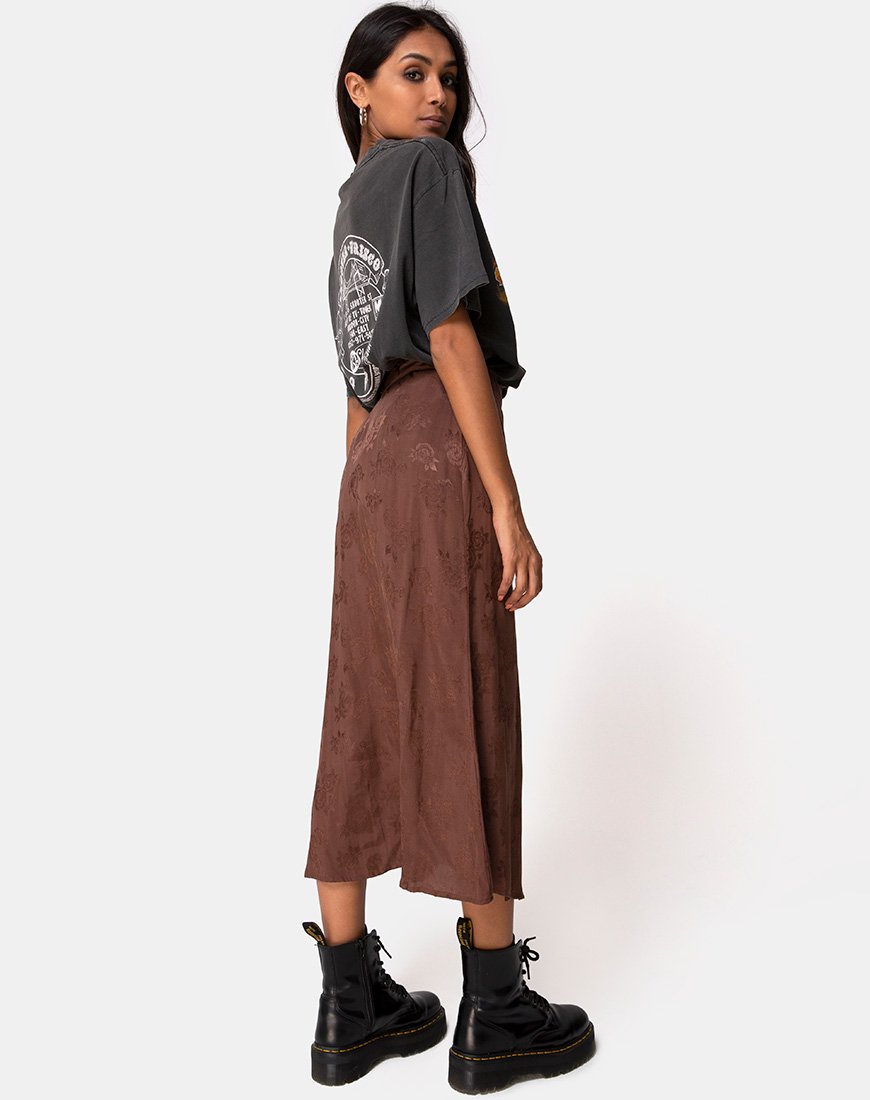 Afbeelding van Marni Midi rok in satijn roze chocolade