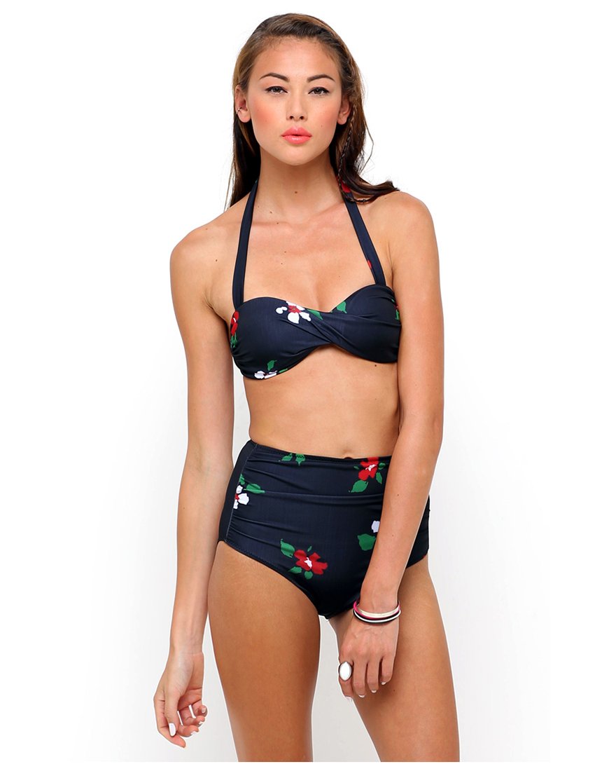 Marshmallow Bikinitop in Pansie Bloem