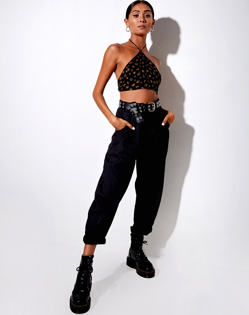 Afbeelding van Maudy Crop Top in Mini Astro Zwart