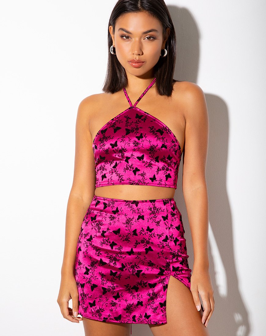 Afbeelding van Maudy Crop Top in Butterfly Bloom Pink