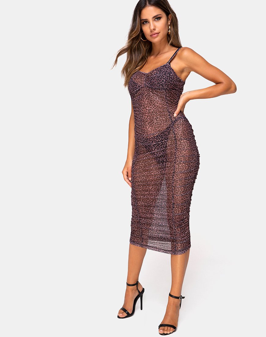 Afbeelding van Mauna Maxi Dress in Rar Leopard Mesh