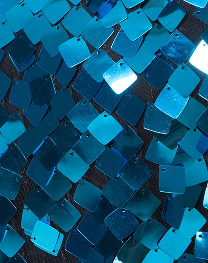 Afbeelding van Mausi Jurk in Vierkant Pailletten Teal