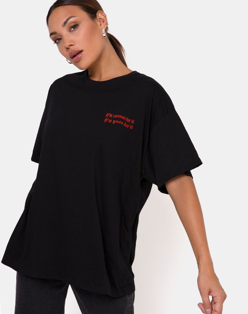 Afbeelding van Maxi Tee in Charcoal Als het komt, laat het komen