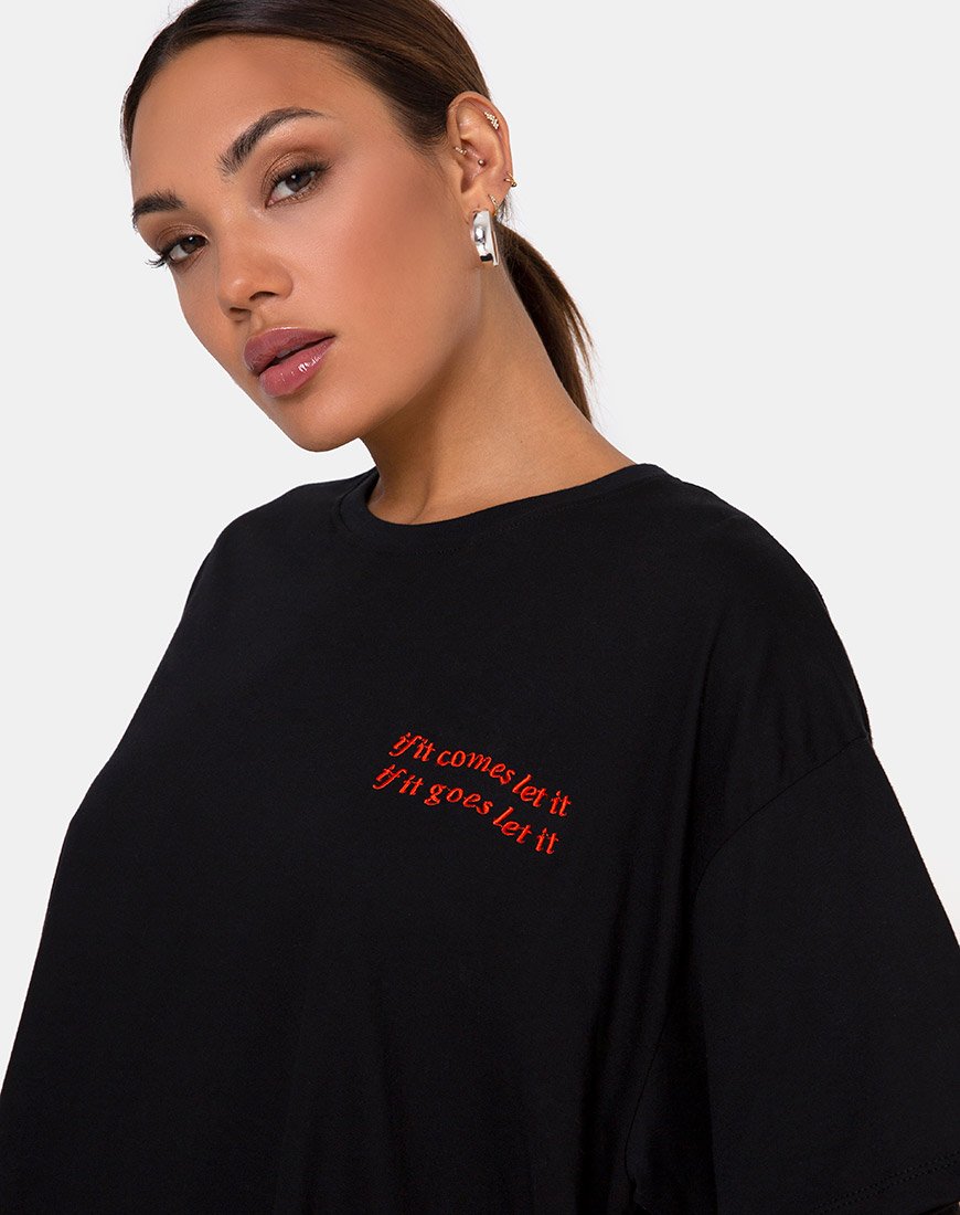 Afbeelding van Maxi Tee in Charcoal Als het komt, laat het komen