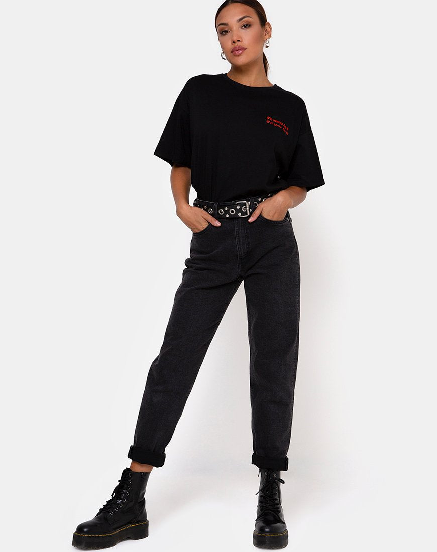 Afbeelding van Maxi Tee in Charcoal Als het komt, laat het komen