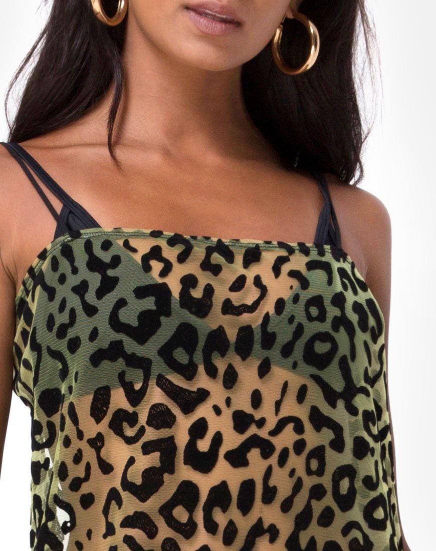 Afbeelding van Maxine Maxi Dress in Lime Animal Flock