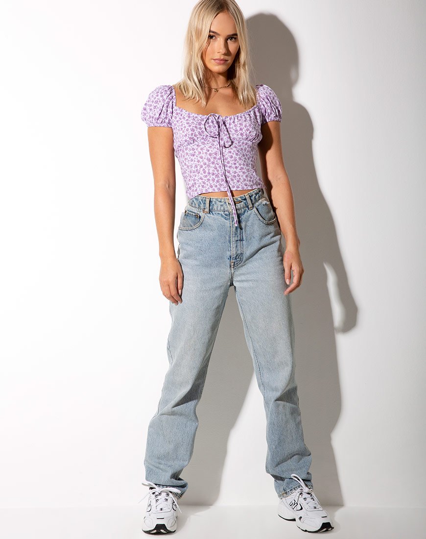 Afbeelding van Mazu Top in Ditsy Rose Lila