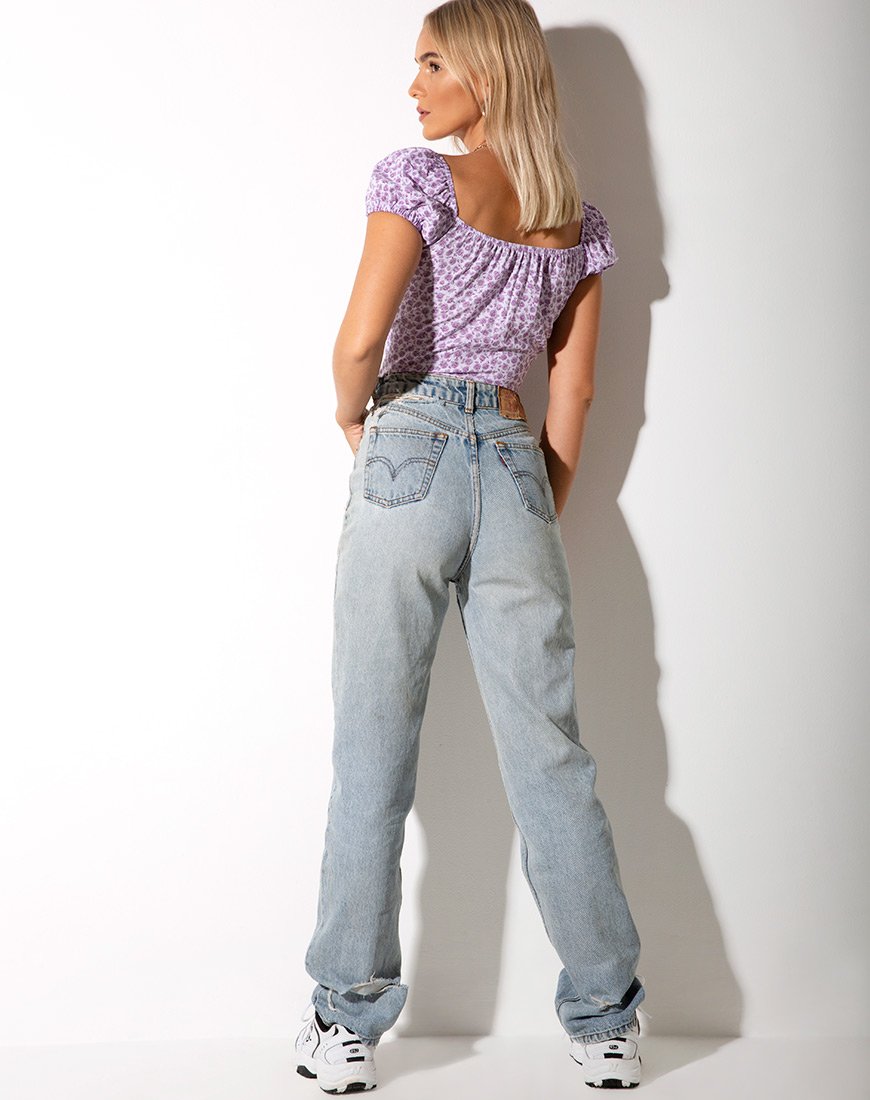 Afbeelding van Mazu Top in Ditsy Rose Lila