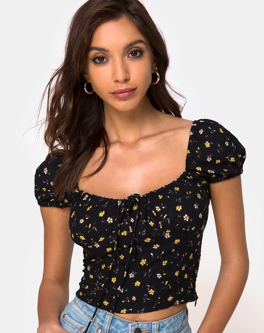 Afbeelding van Mazu Top in Pretty Petal Black