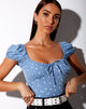 Afbeelding van Mazu Crop Top in Skater Polka Blauw