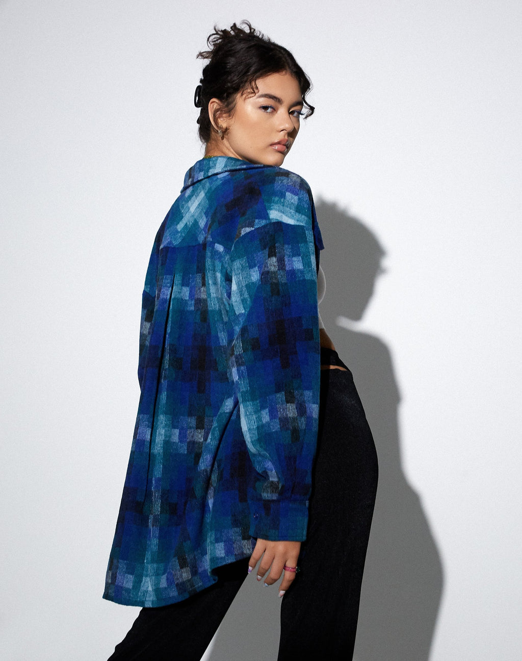 MOTEL X OLIVIA NEILL Medita overhemd in geruit blauw