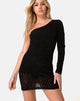 Afbeelding van Mega Bodycon Dress in Croc Flock Zwart